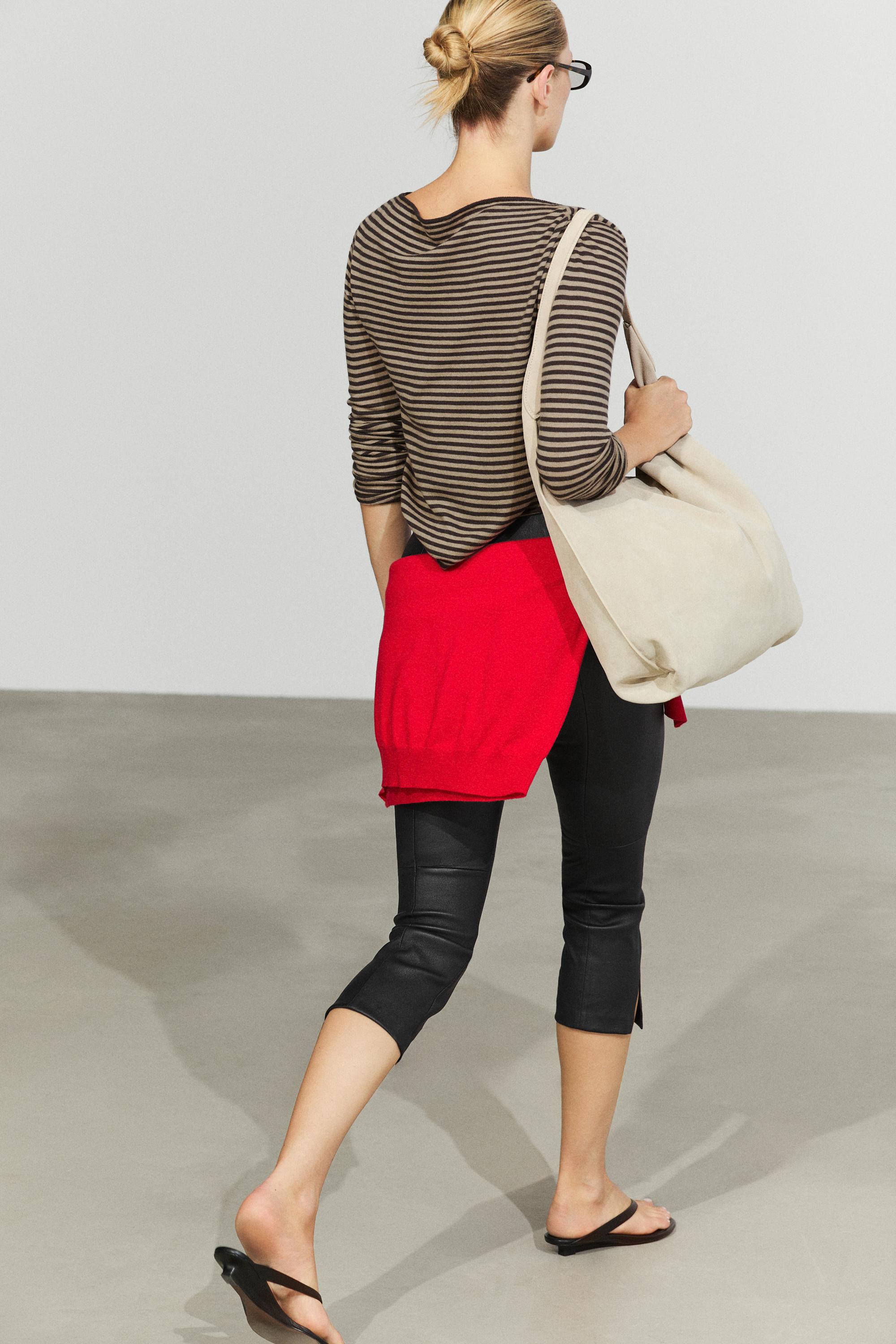 Striped wool-blend knit sweater